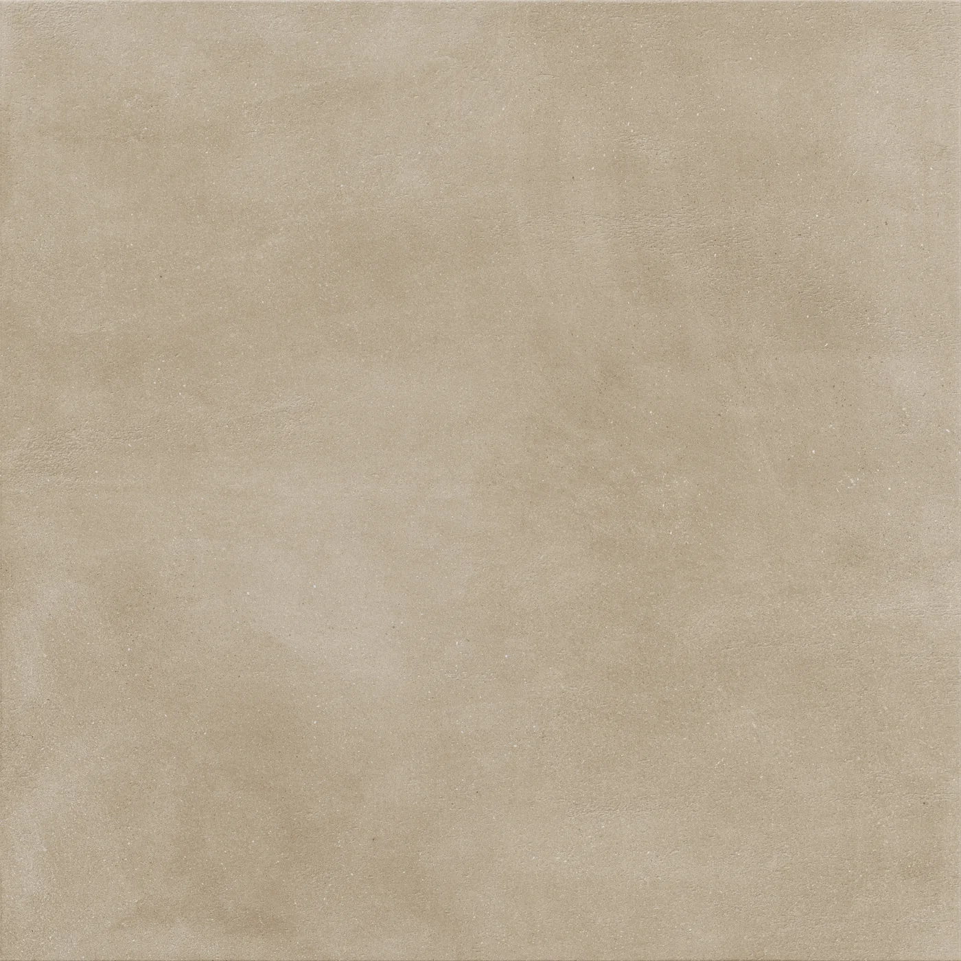 Sandgraue, greige Betonoptik-Fliese 120x120 cm mit wolkiger, wie gespachtelt wirkender Schattierung auf der Fläche, matt.