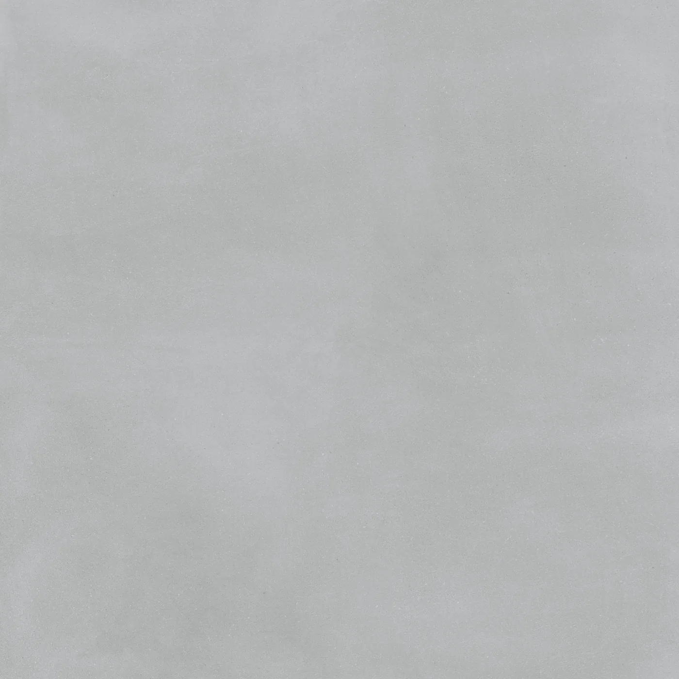 Mittelgraue Betonoptik-Fliese 120x120 cm mit wolkiger, wie gespachtelt wirkender Schattierung.