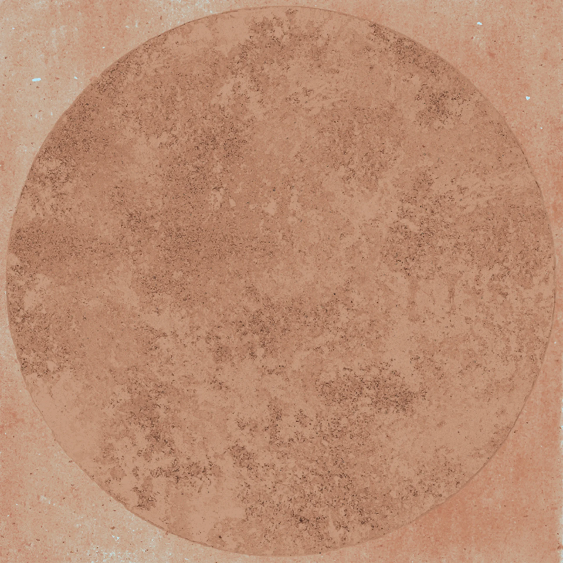 Quadrat-Fliese 20x20 cm in warmem Terrakotta-Cotto-Orange mit aufgesetztem Tupfen-Muster (Bolli), matt veredelt.
