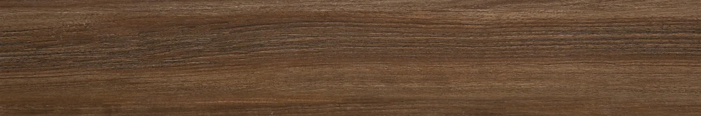 Diele 20x120 cm quer in dunkler, kühl-brauner Nussbaumoptik Noce Americano, matt, dunkle Streifen, weißer Hintergrund.