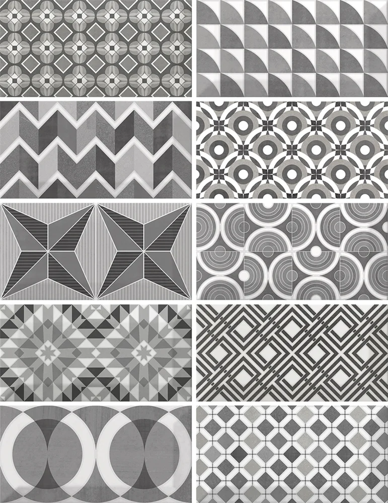 Equipe Metro Patchwork B&W Glänzend - 7.5x15 cm | 7.5 mm