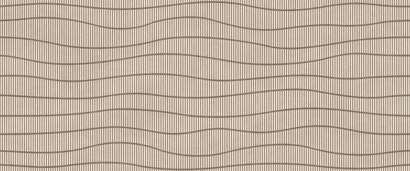 Dunkelbraune Betonoptik-Fliese 50×120 cm mit dichten senkrechten Rillen in welligem Linienverlauf.