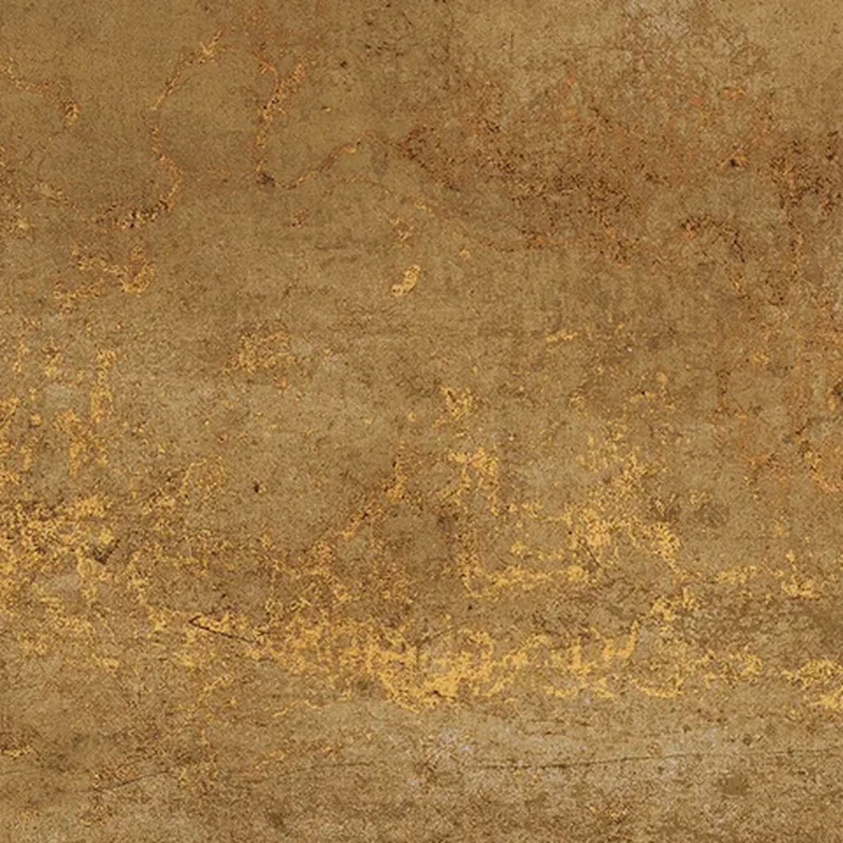 Nahaufnahme der ockergelben Oberfläche mit goldbraunen Adern und wolkigen Schattierungen, Format 60×120 cm.