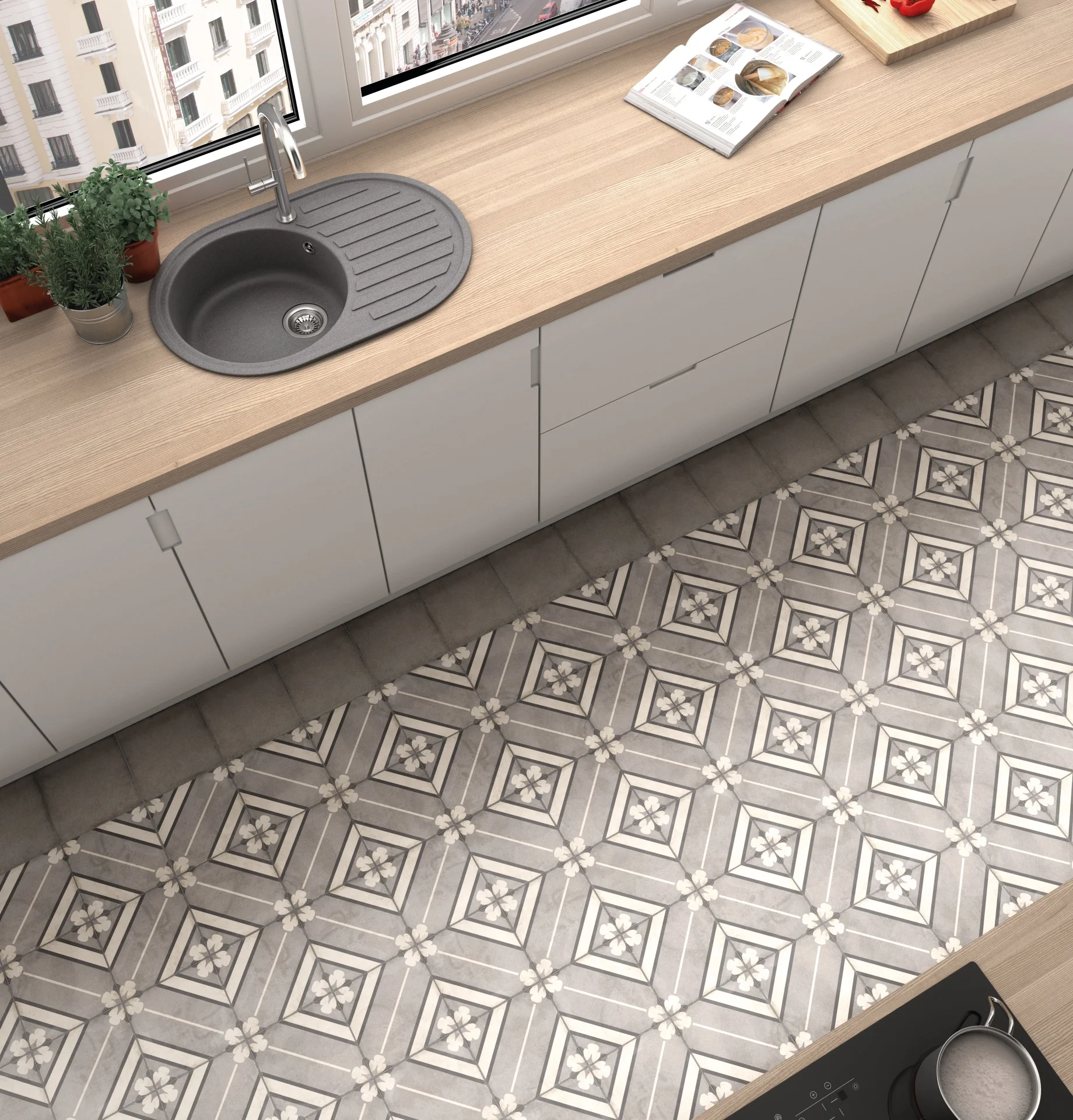 Equipe Art Nouveau Inspire Grey Matt - 20x20 cm R9 B | 8.3 mm