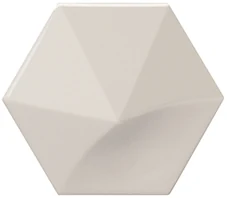Equipe Magical 3 Oberland Greige, 12,4x10,7 cm: glänzende 3D-Wandfliese in greige mit Pyramidenrelief.