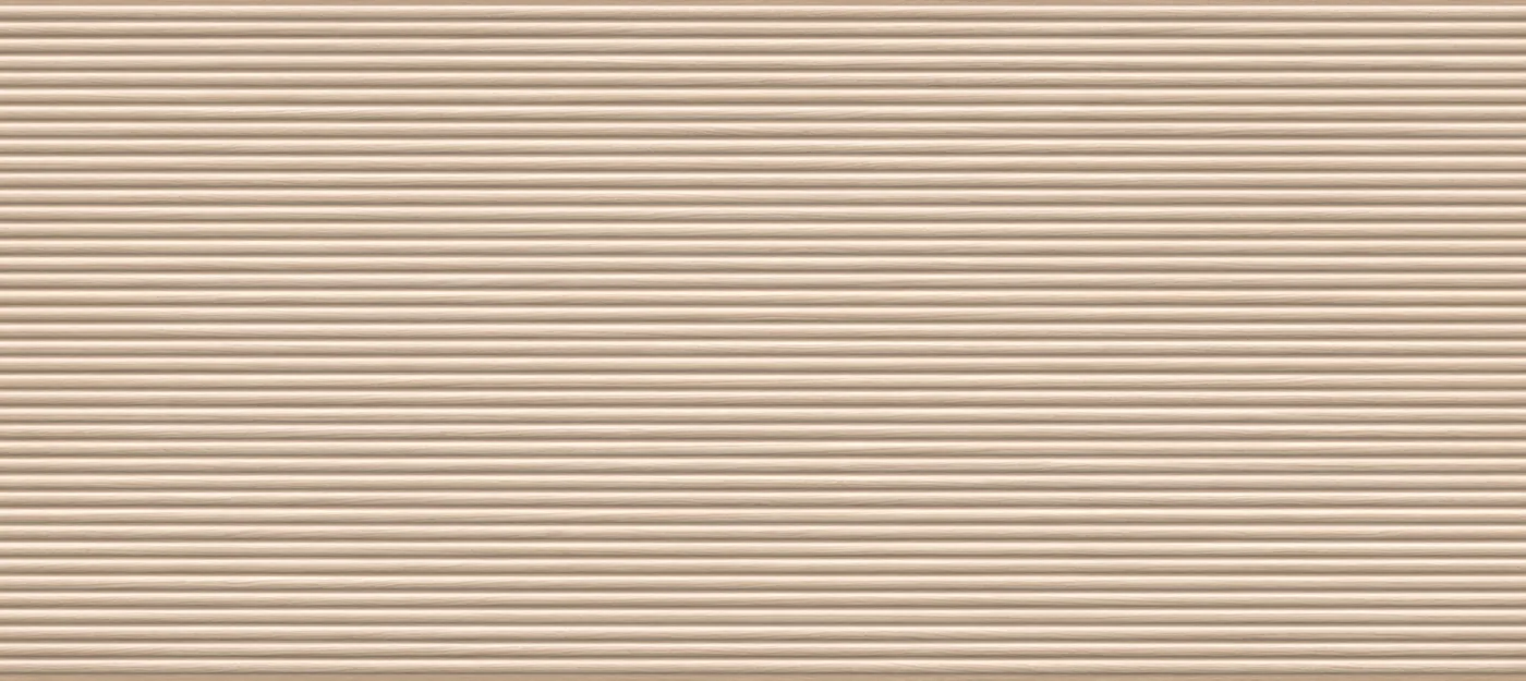 Wandfliese 60×135 cm mit dichten waagerechten Rillen in heller Eichenholzoptik, matt