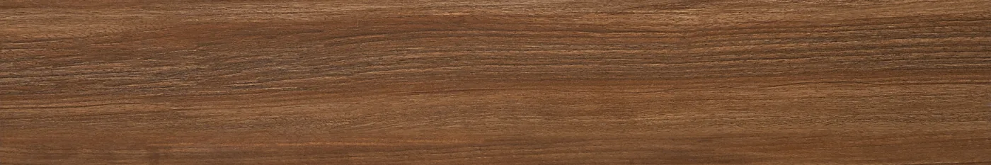 Diele 20x120 cm quer in dunkler, rotbrauner Nussbaumoptik Noce Italiano, matt, lebhafte Maserung, weißer Hintergrund.