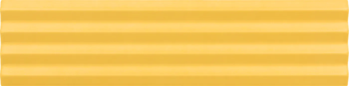 Equipe Costa Nova Praia Yellow Wandfliese 5x20 cm aus glasiertem Steingut, matt, geripptes Praia-Relief, für Innenwände.
