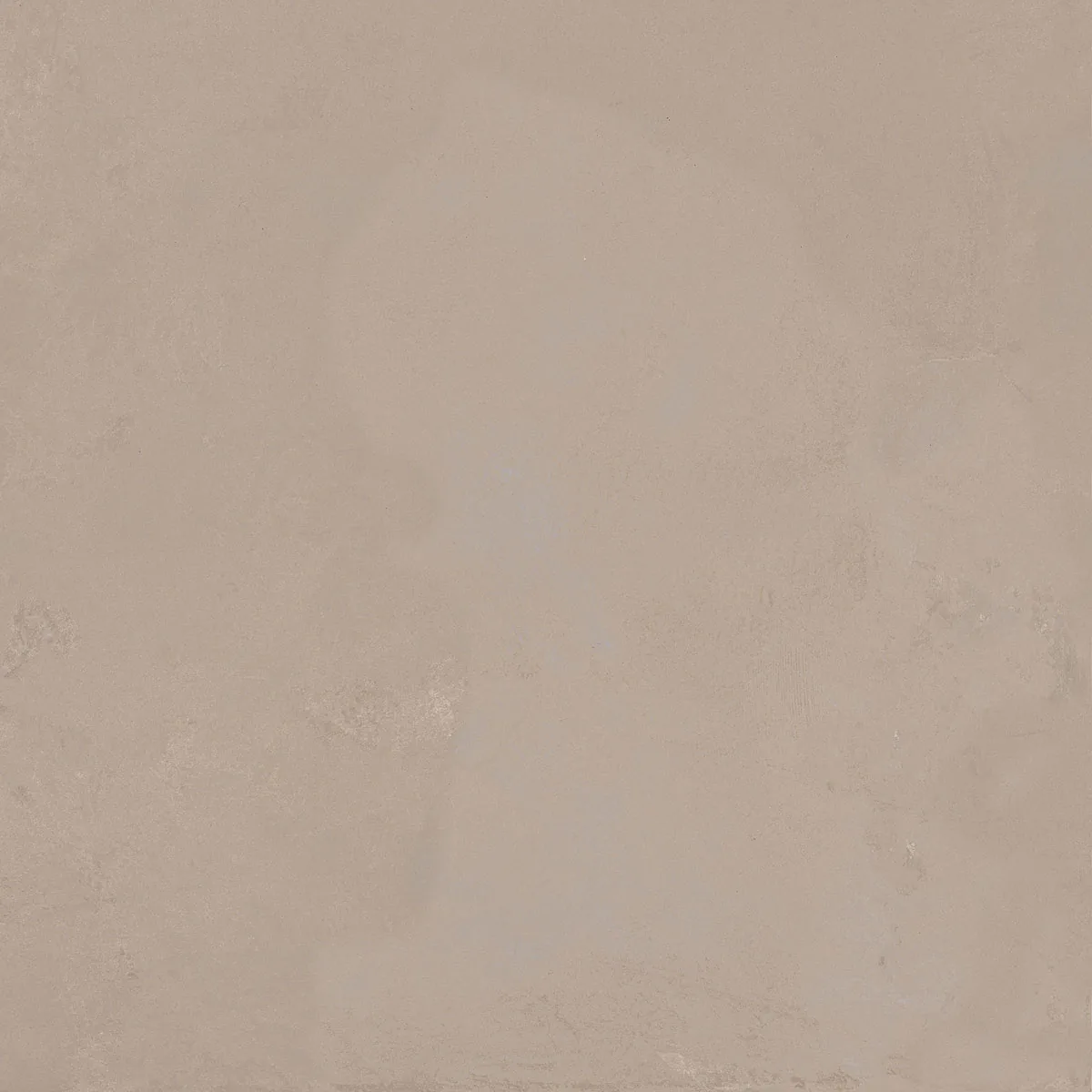 Taupefarbene Fliese in Betonoptik, 60×60 cm, matt, mit sanft wolkiger Zementstruktur über die ganze Fläche