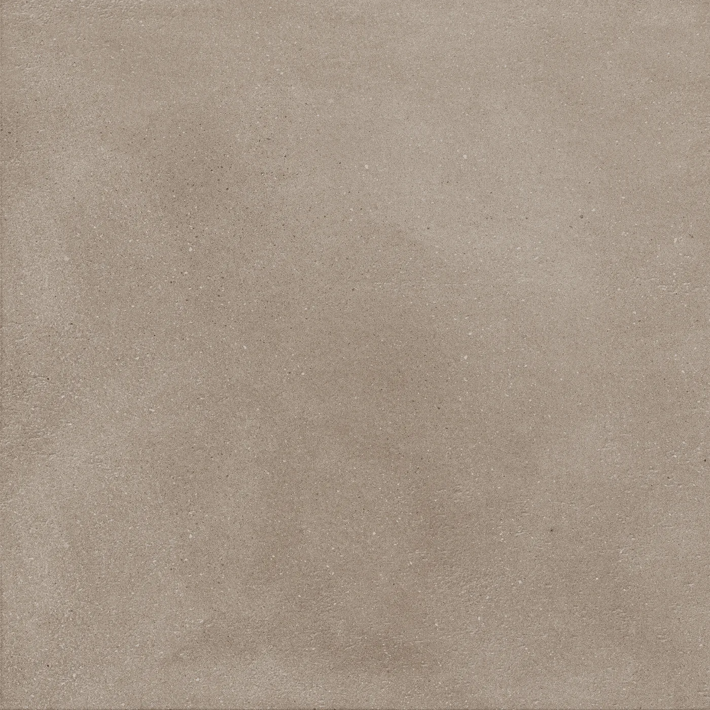 Graubraune Betonoptik-Fliese 60x60 cm mit wolkiger, wie gespachtelt wirkender Schattierung auf der Fläche, matt.