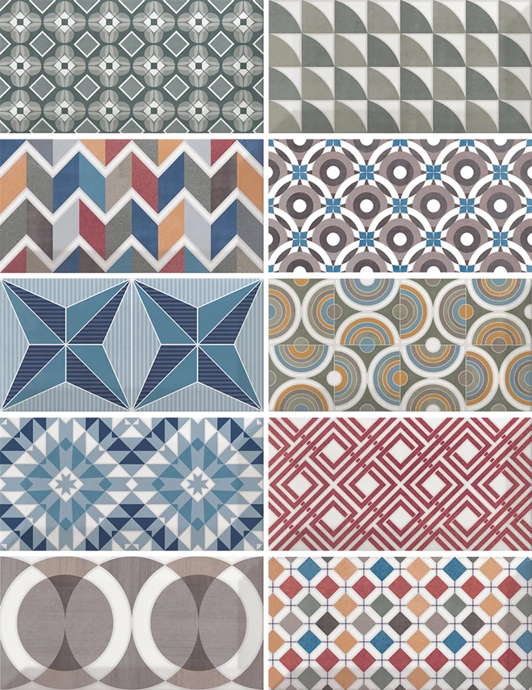 Equipe Metro Patchwork Colours Glänzend - 7.5x15 cm | 7.5 mm