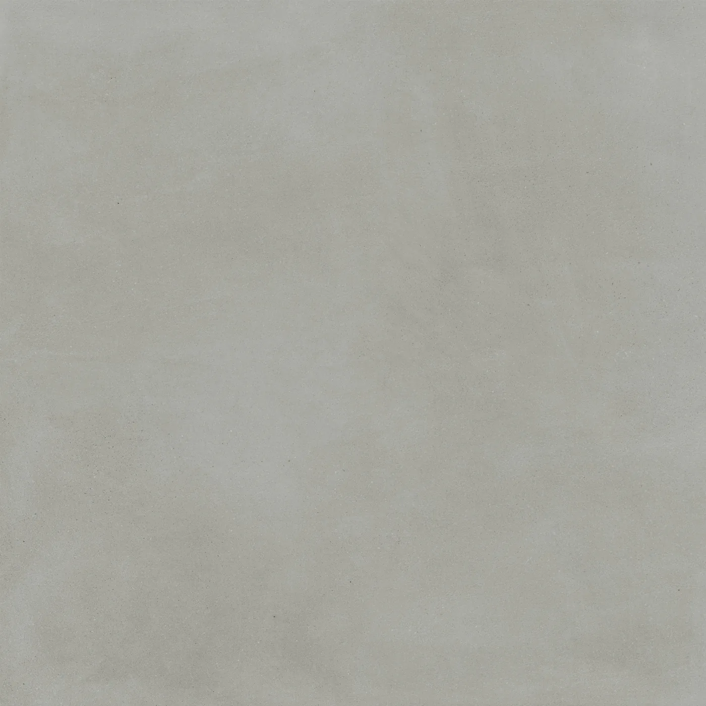 Graugrüne, salbeifarbene Betonoptik-Fliese 120x120 cm mit wolkiger, wie gespachtelt wirkender Schattierung.