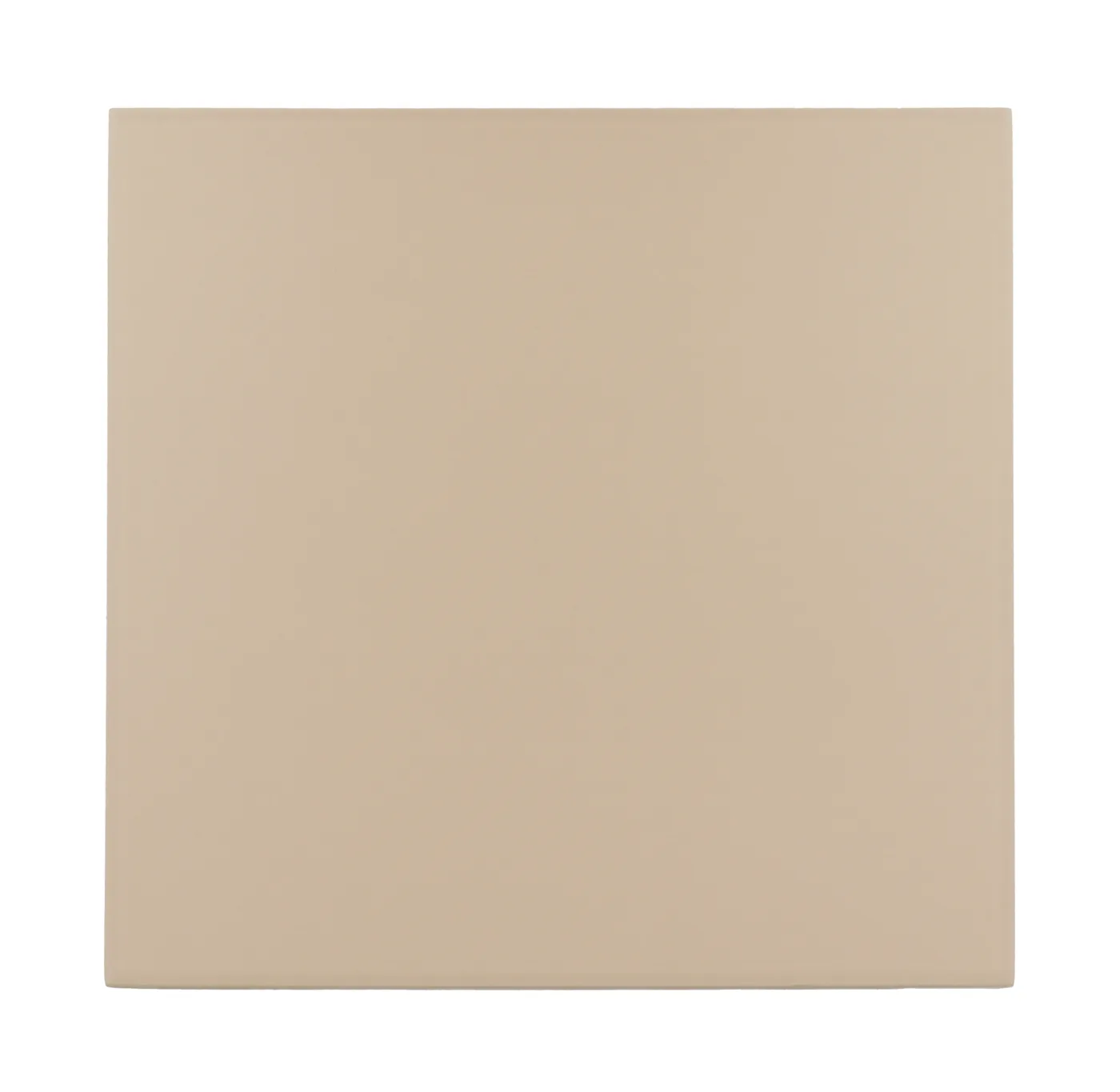 Einfarbige beige Fliese ohne Muster, quadratisch mit gleichmäßig matter Oberfläche über die gesamte Fläche.