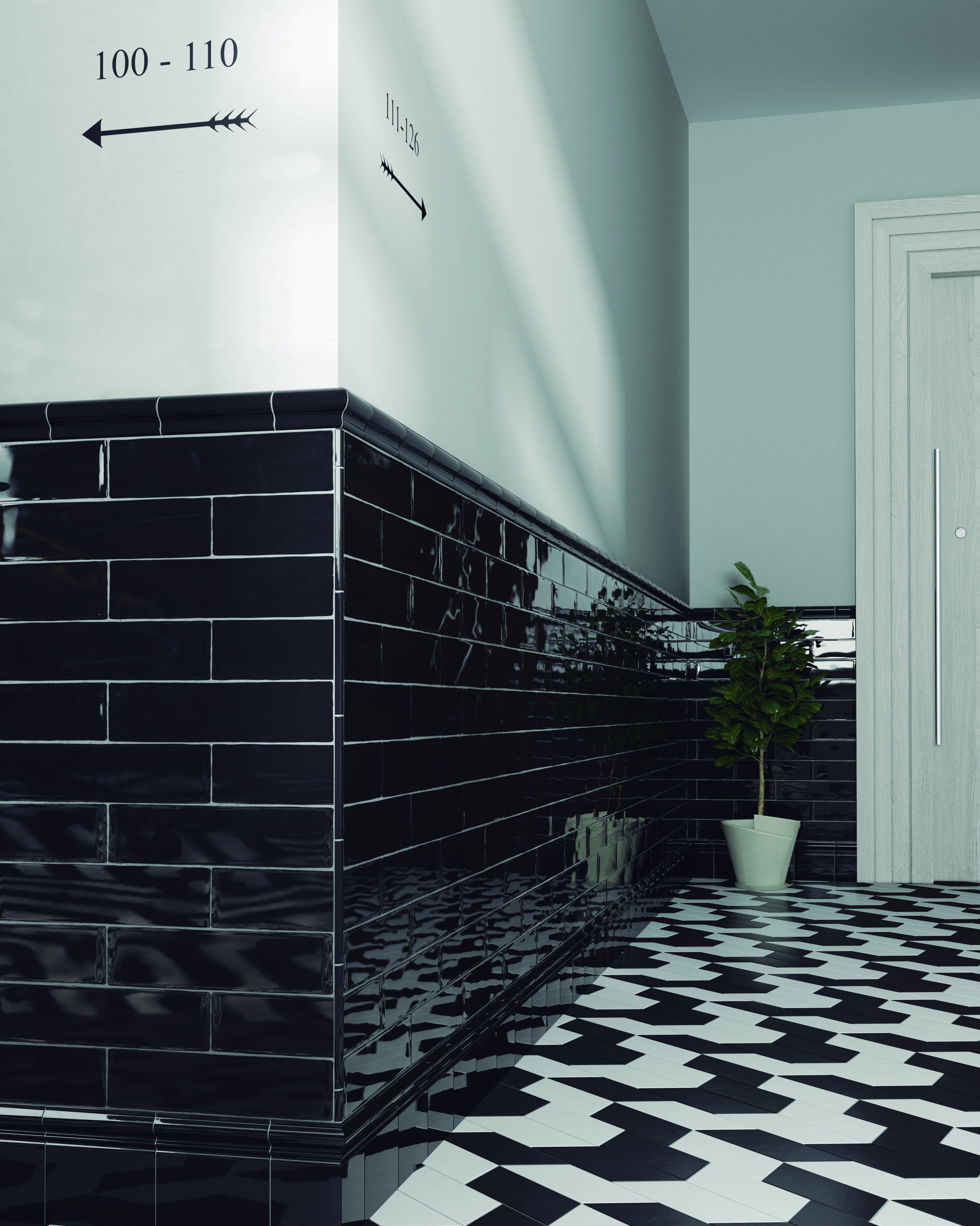 Equipe Masia Negro Glänzend - 7.5x30 cm | 8 mm