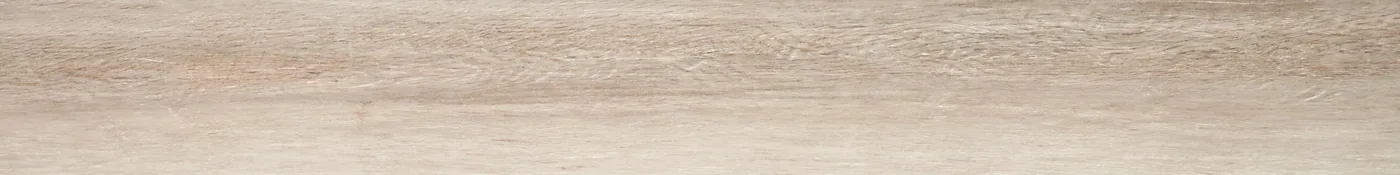 Diele 15x120 cm quer in heller, cremefarbener Teakoptik Teak Africa mit dunklen Astlöchern, matt, weißer Hintergrund.