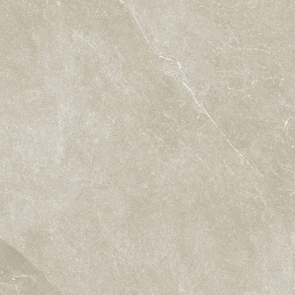 African Slate Sand: Feinsteinzeugfliese 80×80 cm in cremeweißem Grundton mit zartbeigem Schimmer, matte Schieferoberfläche