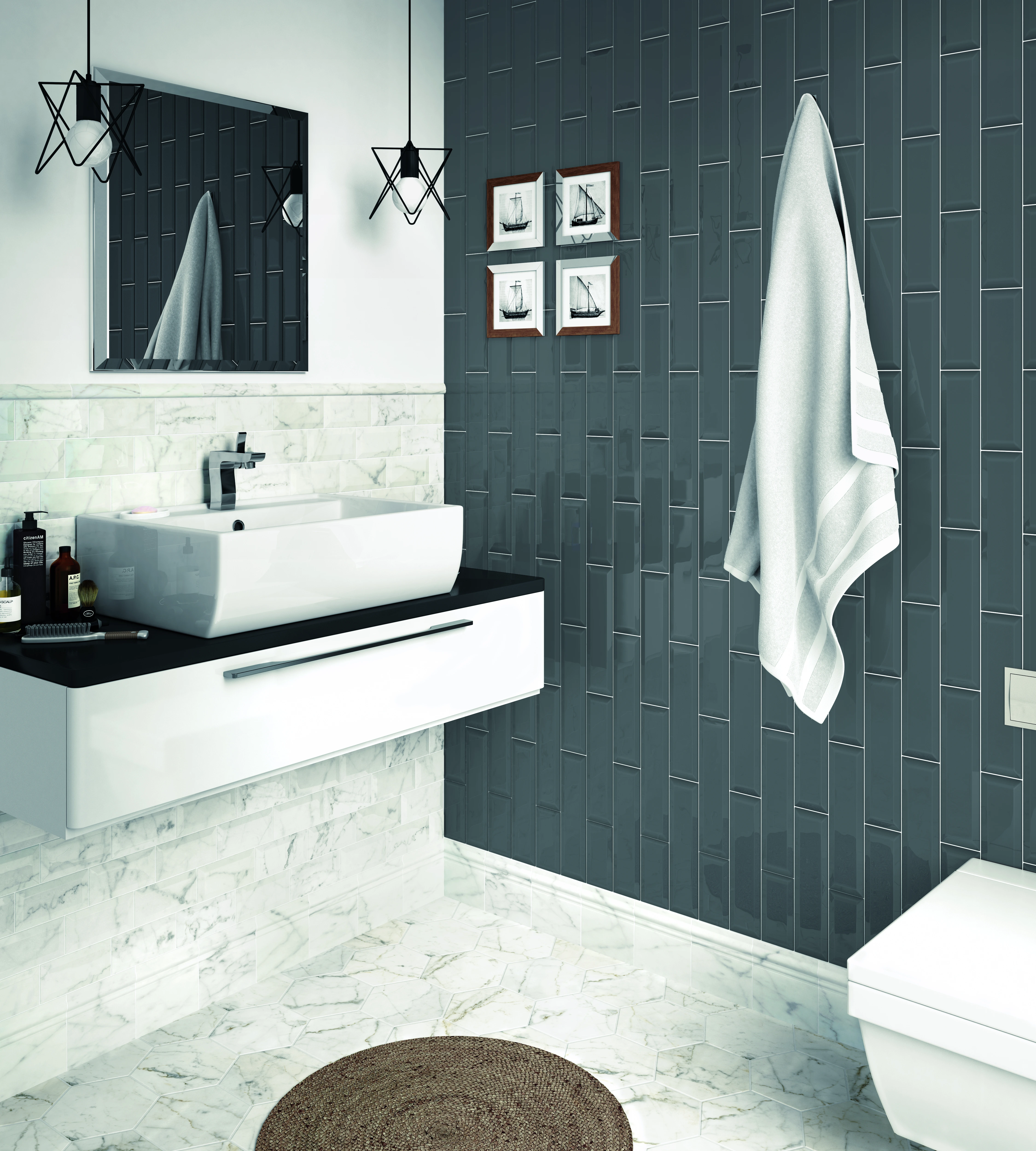 Equipe Metro Dark Grey Glänzend - 7.5x30 cm | 8 mm