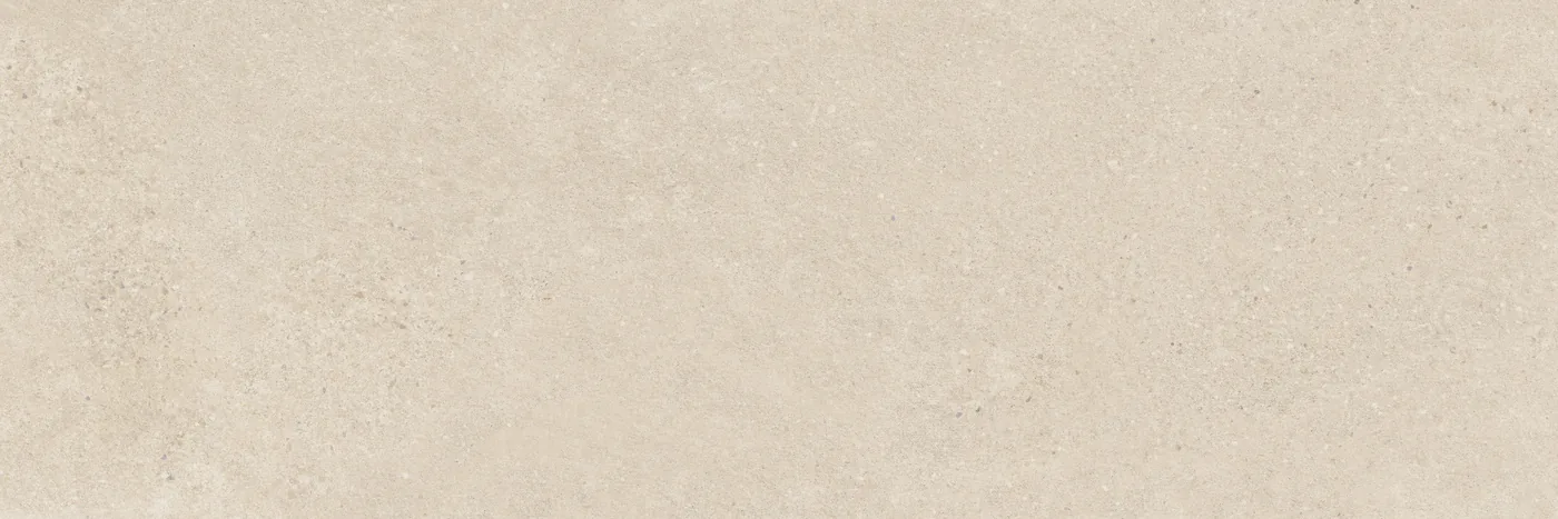 Matte Steingut-Wandfliese 30x90 cm in Betonoptik, sandiges Beige mit ruhiger Zementzeichnung