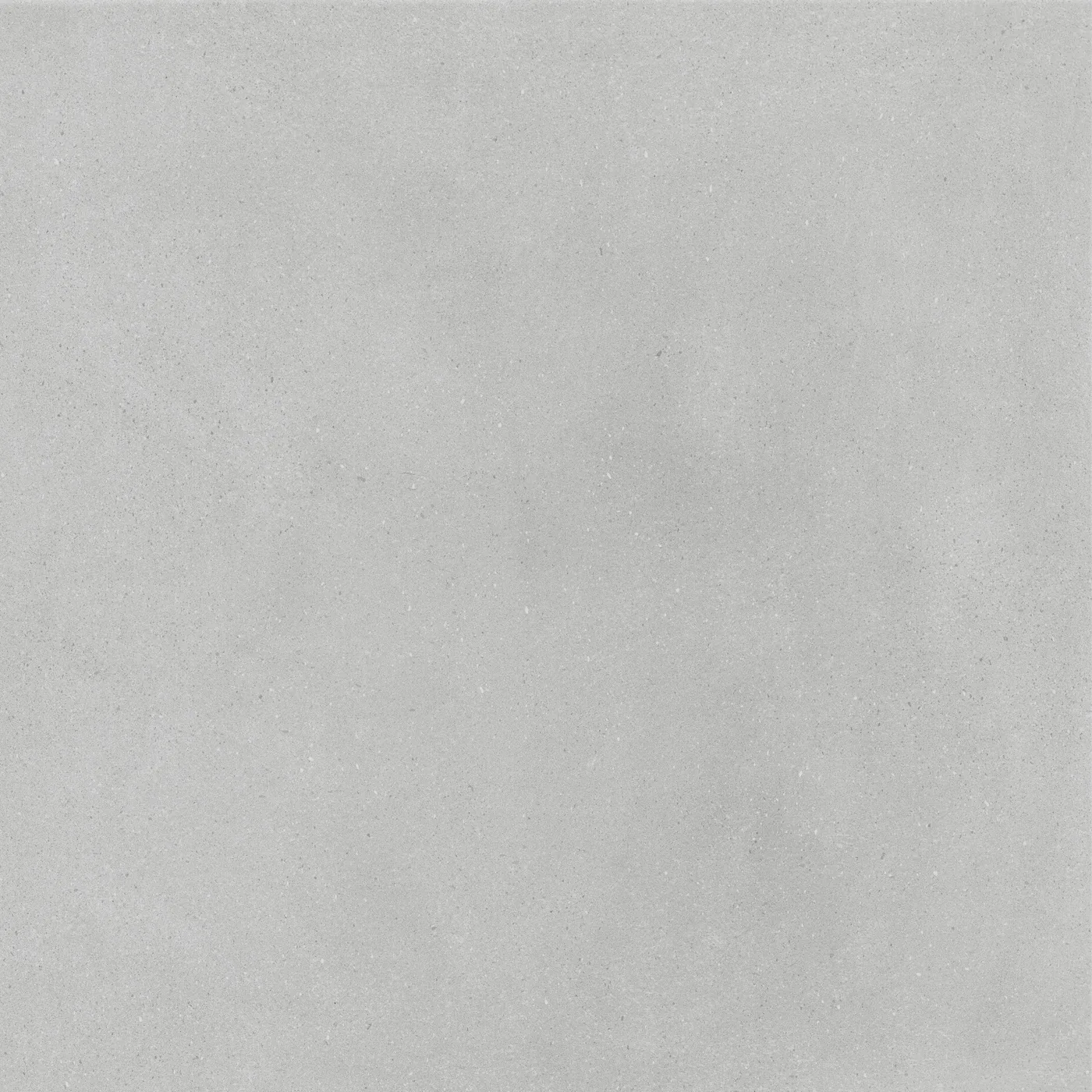 Hellgraue Betonoptik-Fliese 75x75 cm mit wolkiger, wie gespachtelt wirkender Schattierung, matt.