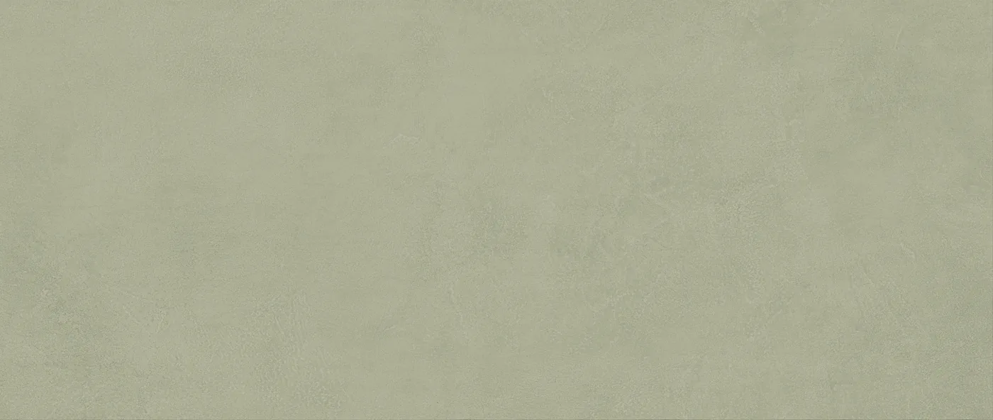 Olivgrüne Betonoptik-Fliese 50×120 cm, matt, mit weicher wolkiger Struktur über die ganze Fläche.