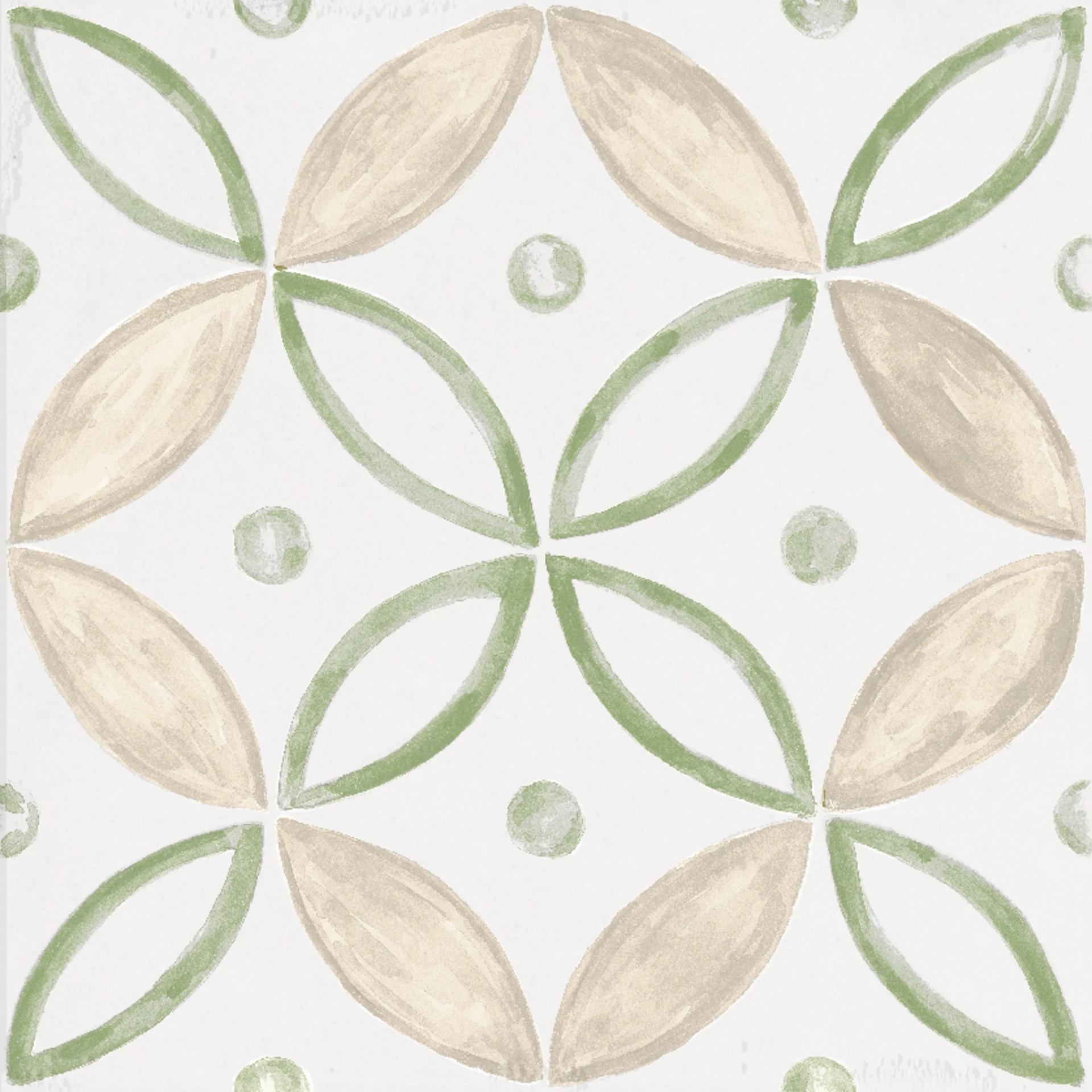 Quadrat-Fliese 20x20 cm in cremig-weißem Bianco-Ton mit grafischem Linien-Pattern (Segni B), matt veredelt.