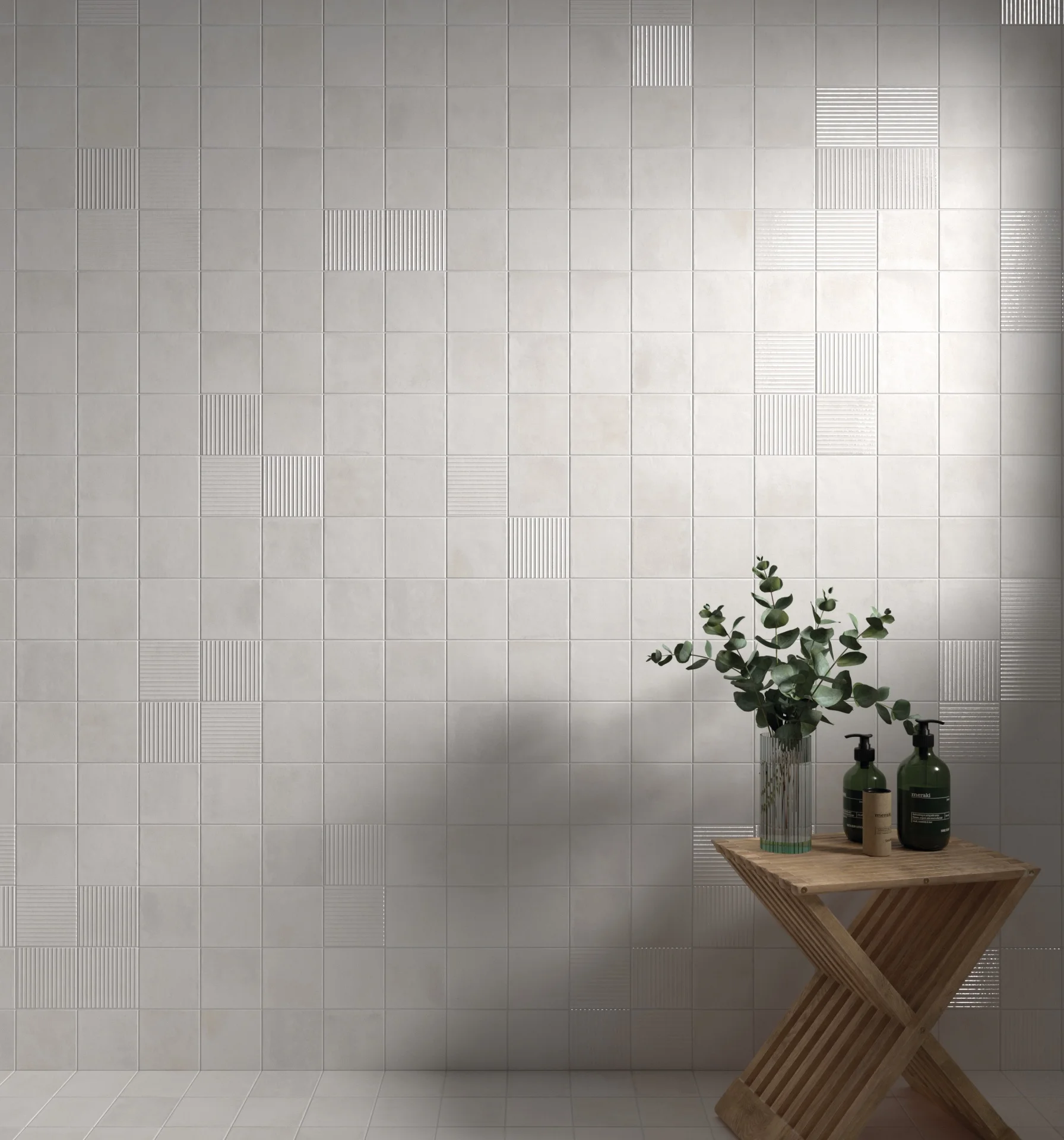 Equipe Raku White matt - helles Bad mit weisser Wandfliese