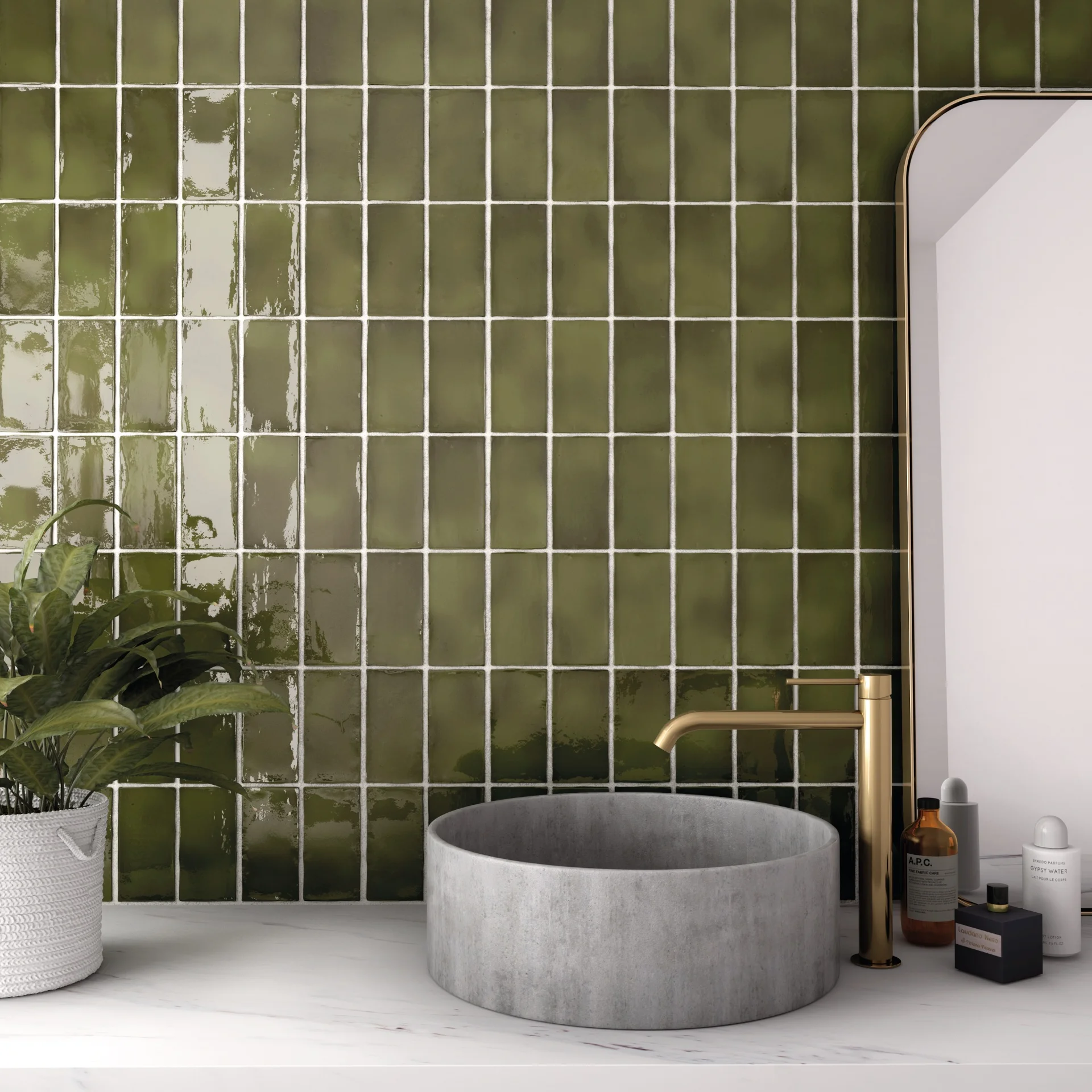 Equipe Manacor Basil Green Glänzend - 7.5x15 cm | 9 mm