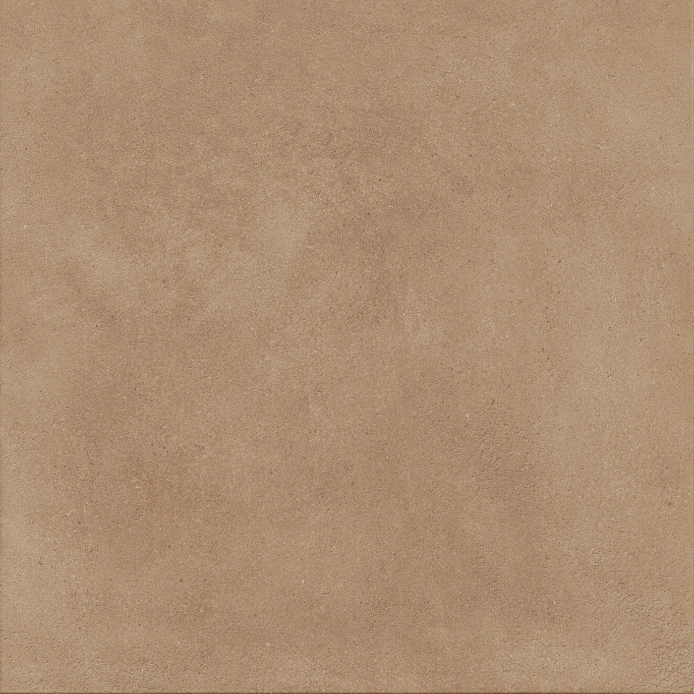 Warm braune Betonoptik-Fliese 75x75 cm mit wolkiger, wie gespachtelt wirkender Schattierung auf der Fläche, matt.