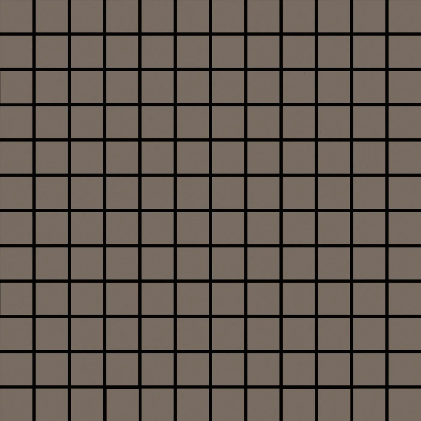 Mosaikmatte 30x30 cm aus kleinen quadratischen Steinen in Graubraun mit schwarzen Fugen