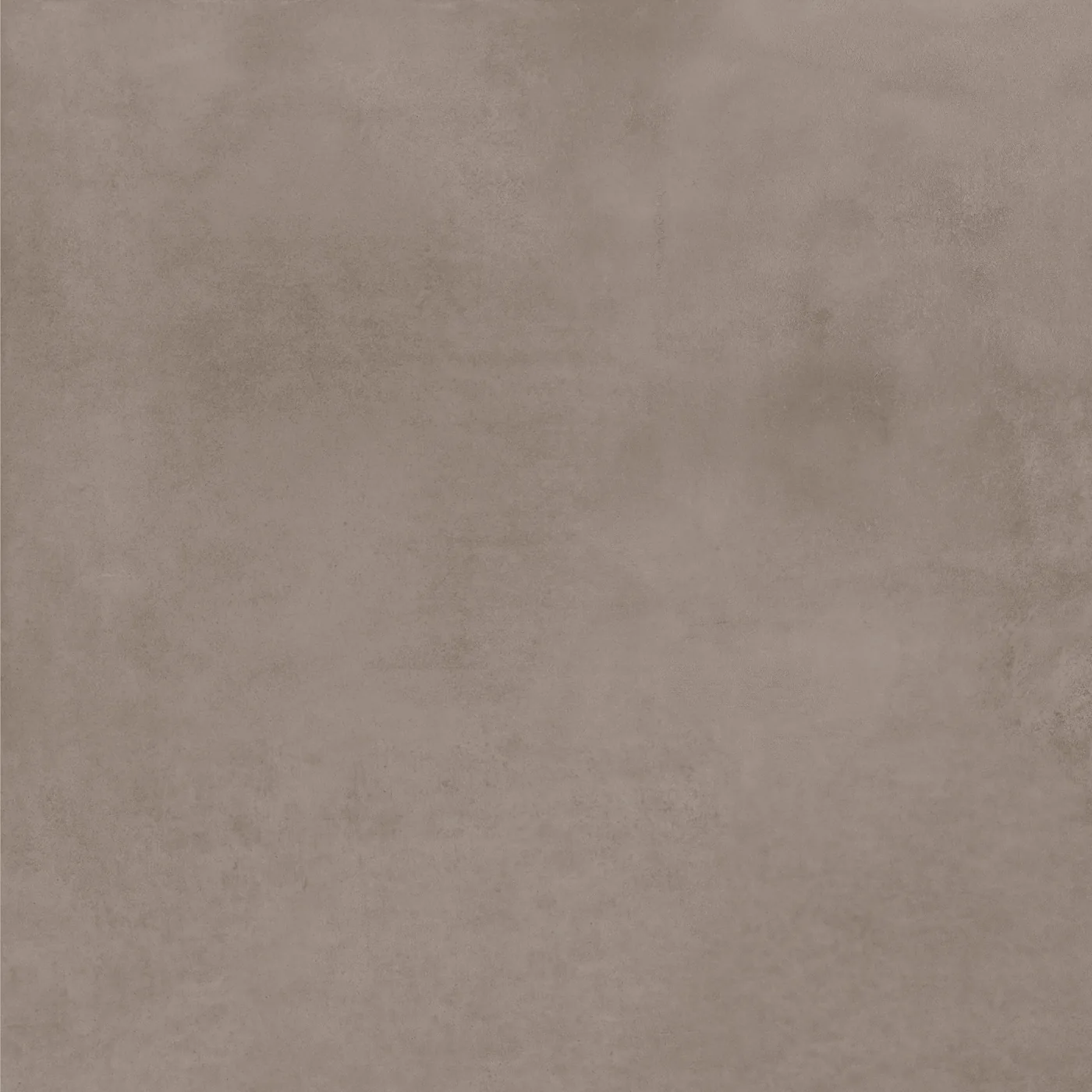 Matte Fliese in Betonoptik, 120×120 cm, in rötlichem Graubraun mit wolkiger Zementstruktur, frontal als ganze Platte.