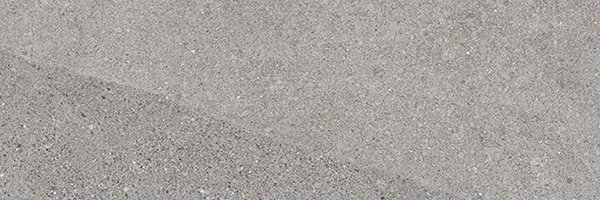 Mittelgraue Fliese 10×30 cm in Schieferoptik mit hellen Adern und mattem Finish, Einzelfliese in Draufsicht