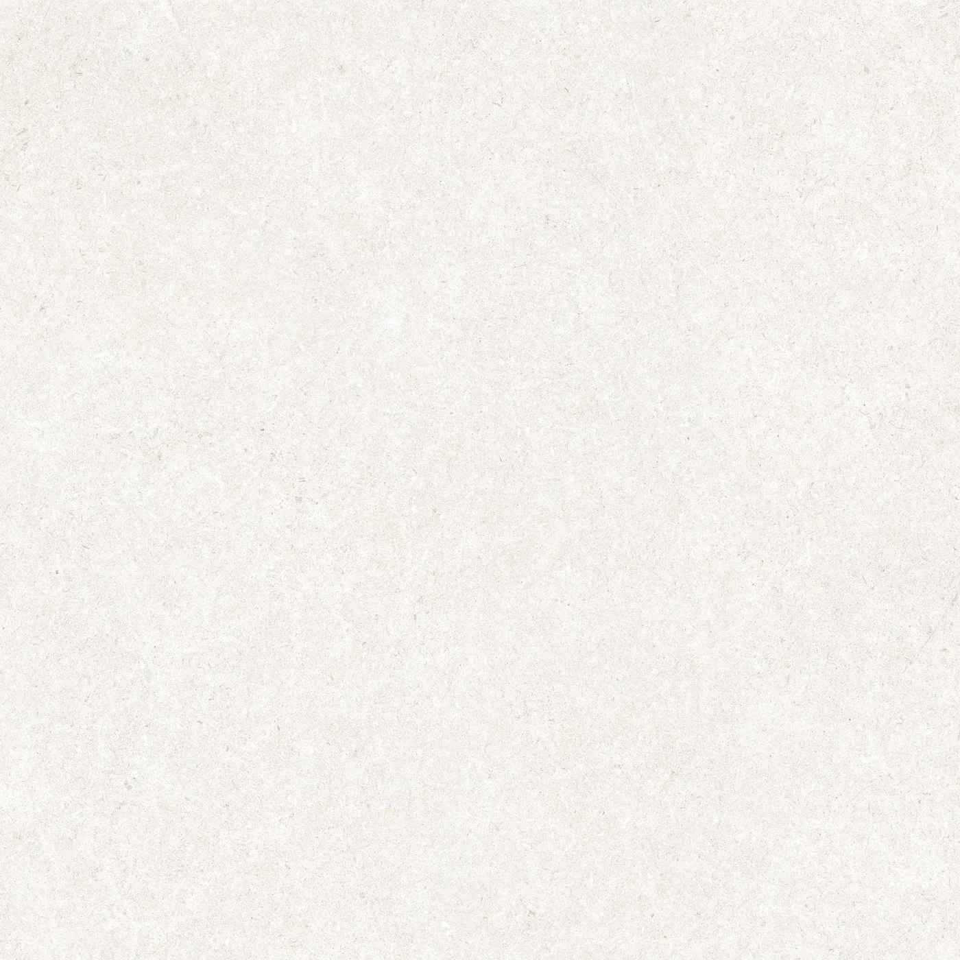 Cremeweiße Steinoptik-Fliese 80x80 cm in mattem Finish, feine Körnung mit hellen Einsprengseln über die gesamte Fläche.