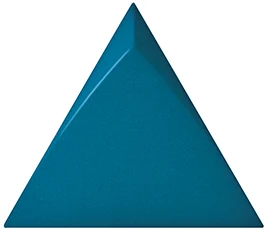 Equipe Magical 3 Tirol Electric Blue, 10,8x12,4 cm: glänzende 3D-Wandfliese in petrolblau mit Diagonalrelief.
