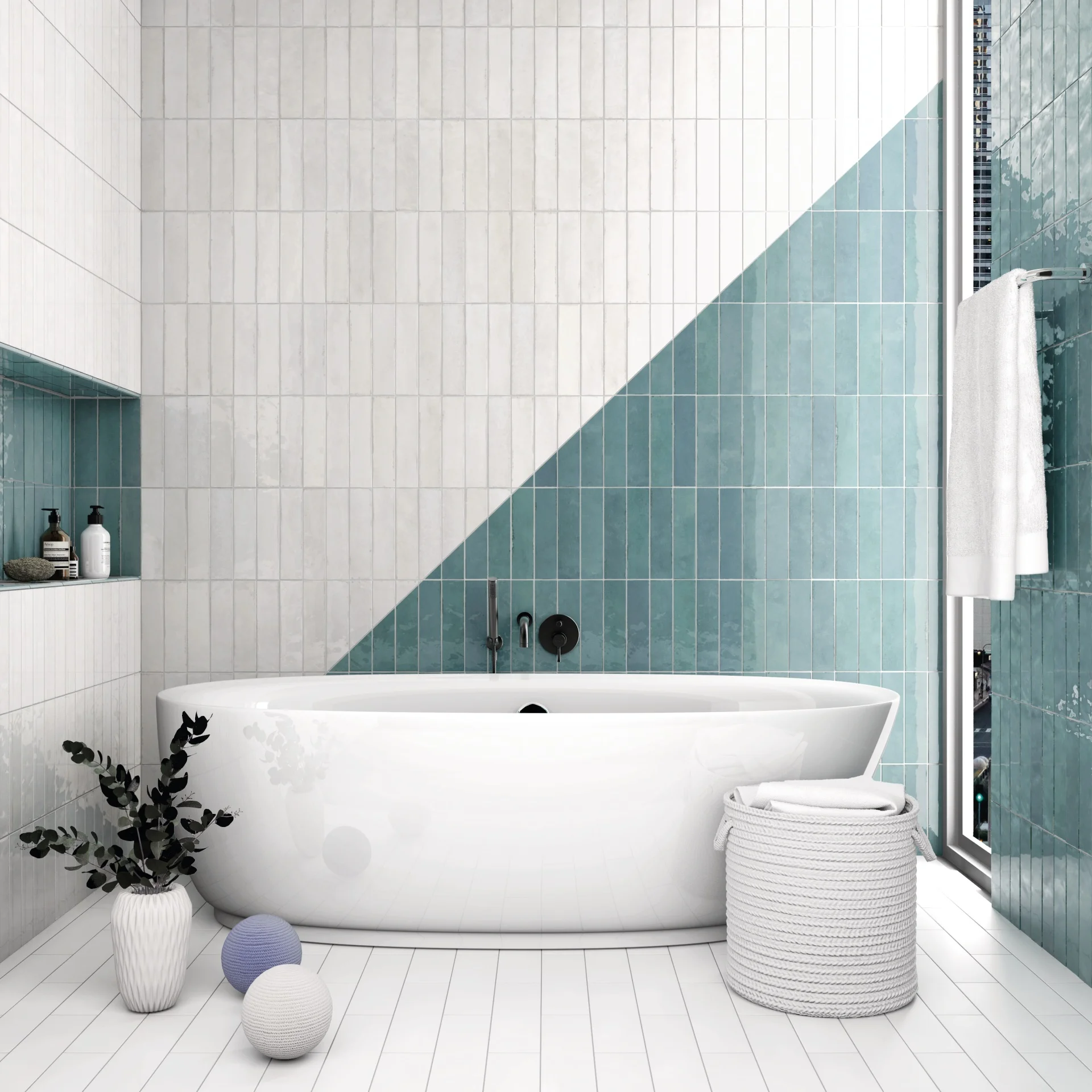 Equipe Tribeca Gypsum White Glänzend - 6x24.6 cm | 8 mm