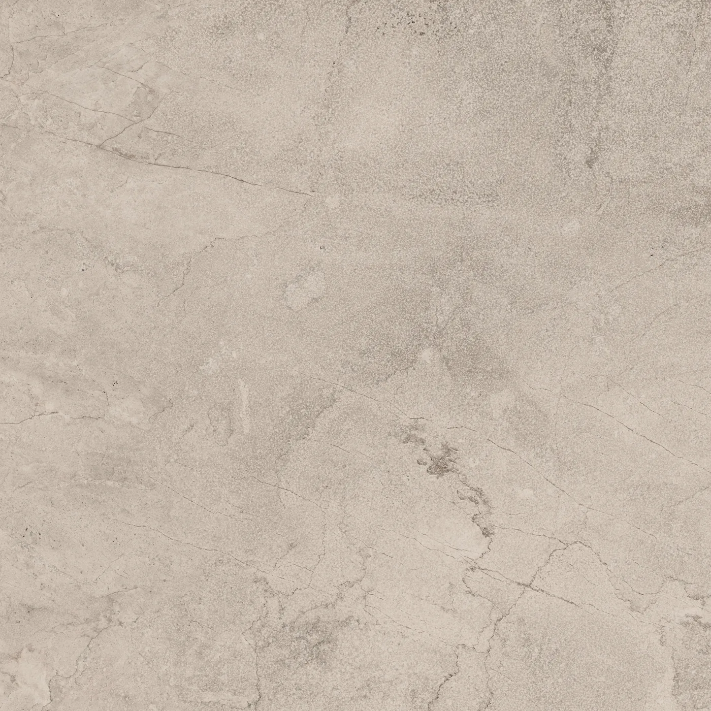 Graubeige Steinoptik-Fliese 60x60 cm, matt, mit feiner heller Aderung und wolkiger Mineralzeichnung.