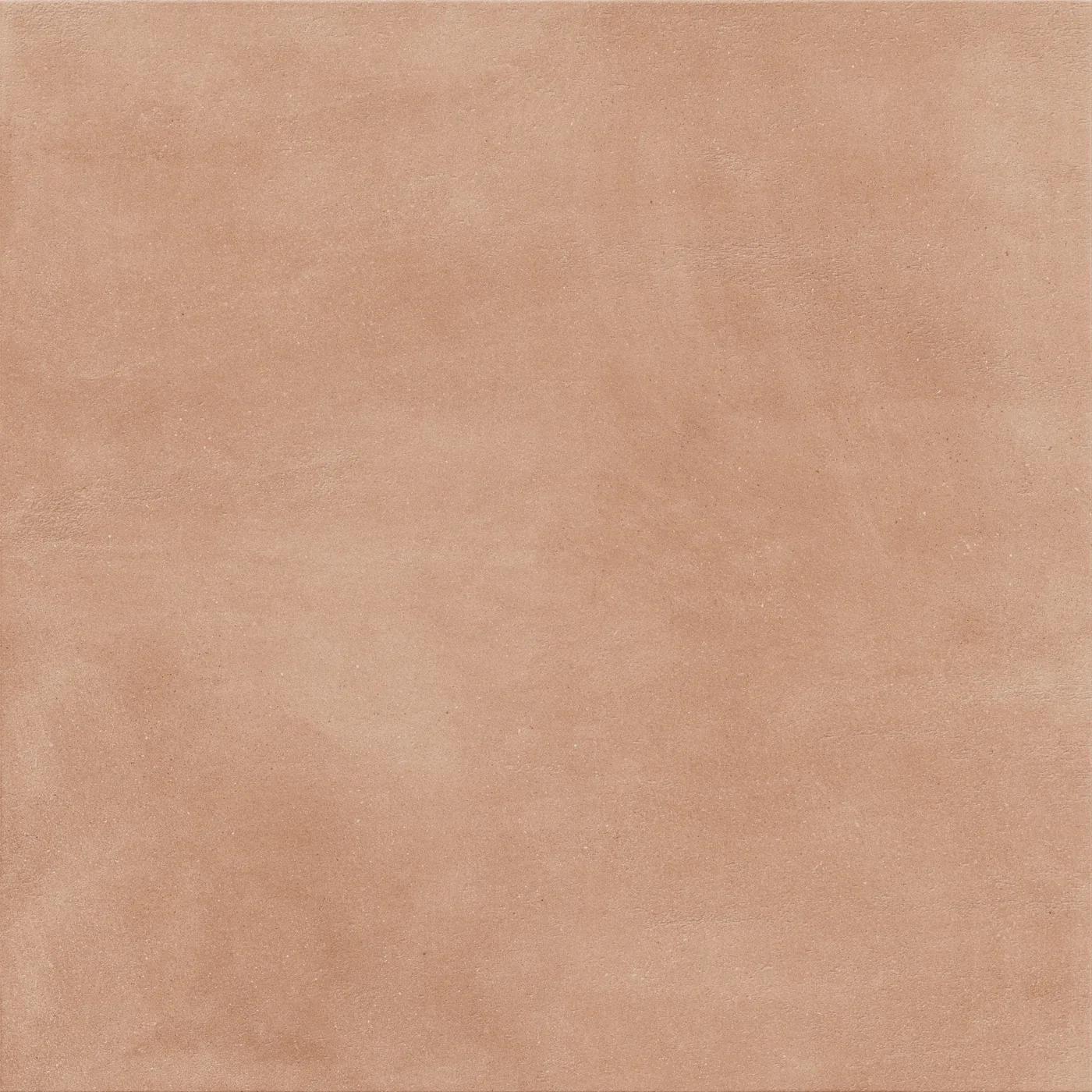 Terrakottafarbene Betonoptik-Fliese 120x120 cm mit wolkiger, wie gespachtelt wirkender Schattierung auf der Fläche, matt.