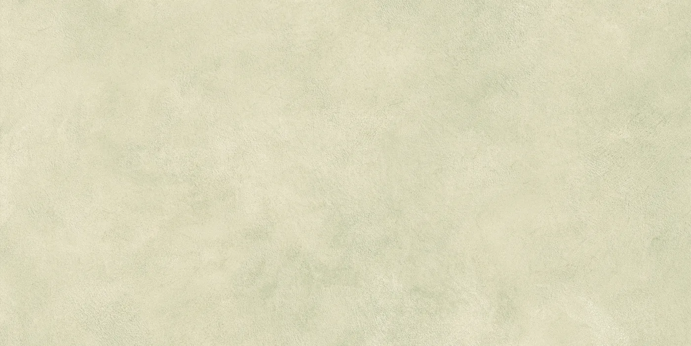 Helles graugrünes Beige in Betonoptik, 60×60 cm, matt, mit feinkörniger wolkiger Lasur über die Fläche.