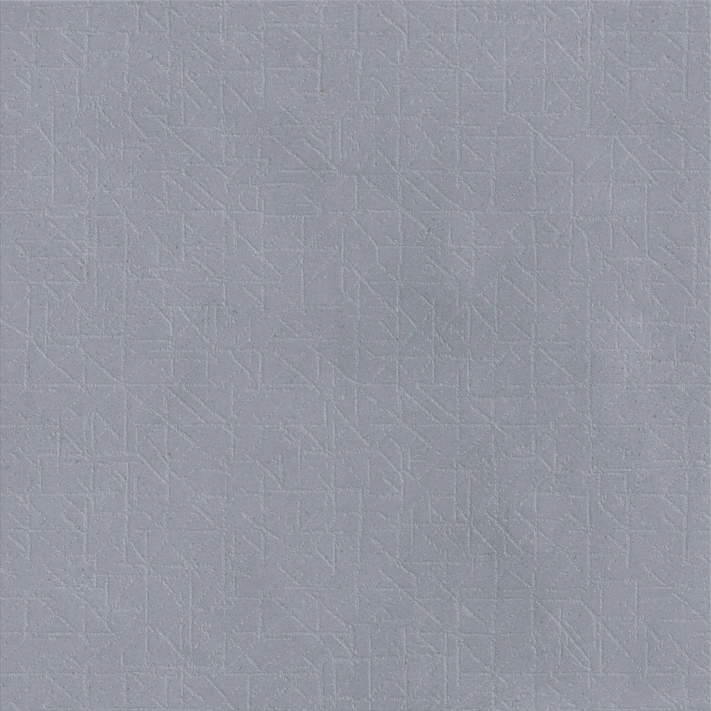 Bleigrau-bläuliche Betonoptik-Fliese 75x75 cm mit feinem geometrischem Linienmuster aus Dreiecken auf der Fläche, matt.