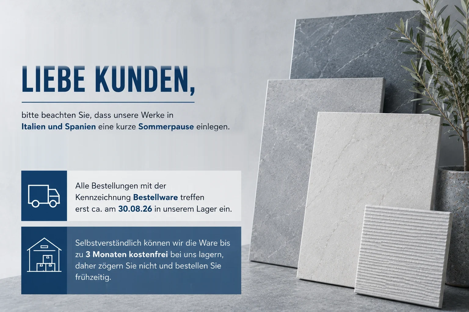 Hinweis: Sommerpause / Werksferien
