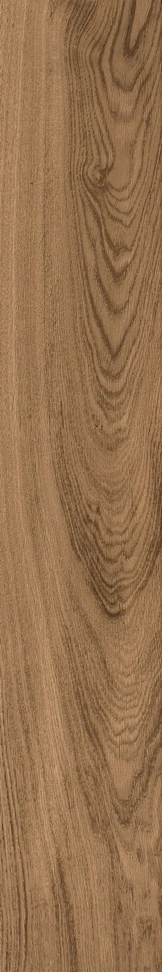 Rötlich mittelbraune Holzoptik-Fliese mit lebhafter, fließender Maserung, 20x120 cm, Draufsicht