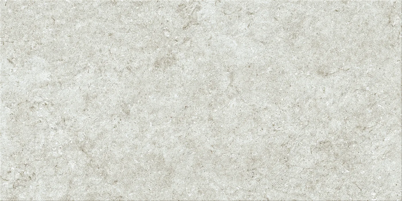 Hellgraue Kalksteinoptik im Format 60×120 cm, matt, mit feiner Körnung und kühler Wolkung.