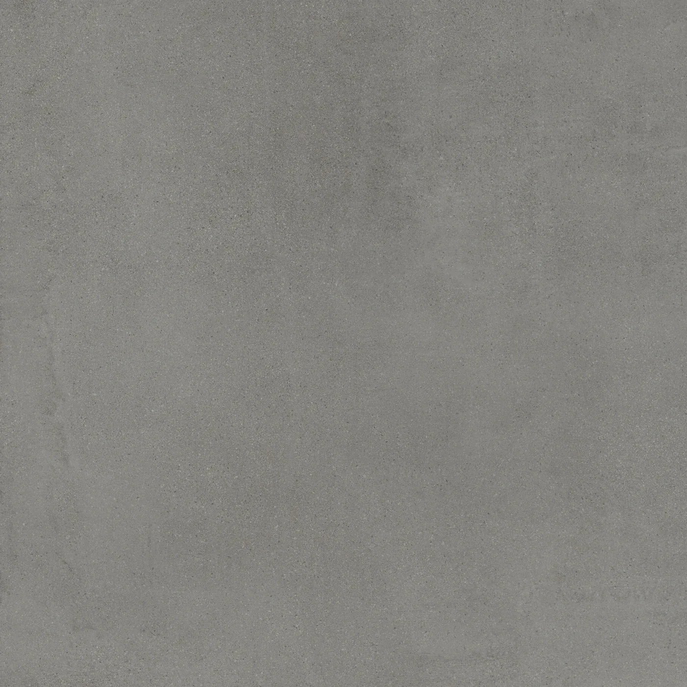 Dunkelgraue Betonoptik-Fliese 60x60 cm mit wolkiger, wie gespachtelt wirkender Schattierung, matte Oberfläche.