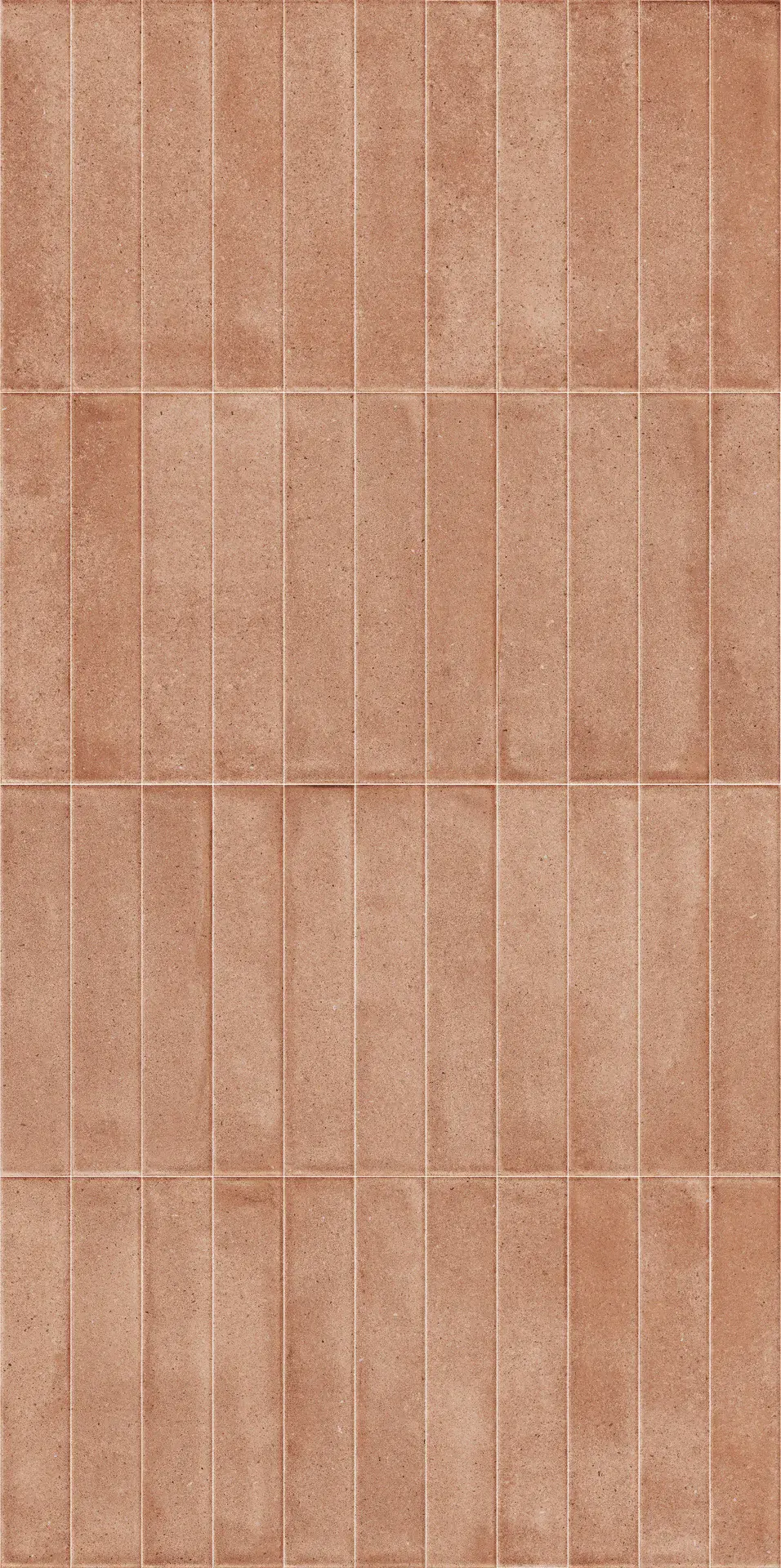 Riemchen-Fliese 5,3x30 cm in warmem Terrakotta-Cotto-Orange, matt veredelt, mit handwerklicher Cotto-Anmutung.