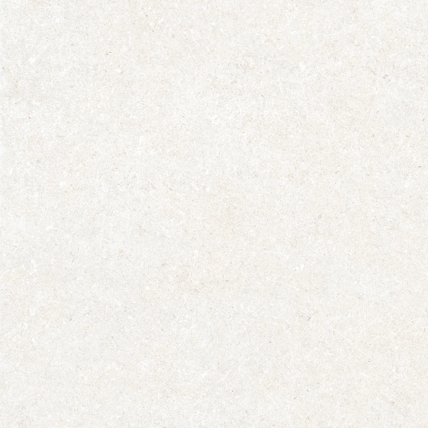 Cremeweiße Steinoptik-Fliese 60x60 cm in mattem Finish, feine Körnung mit hellen Einsprengseln über die gesamte Fläche.