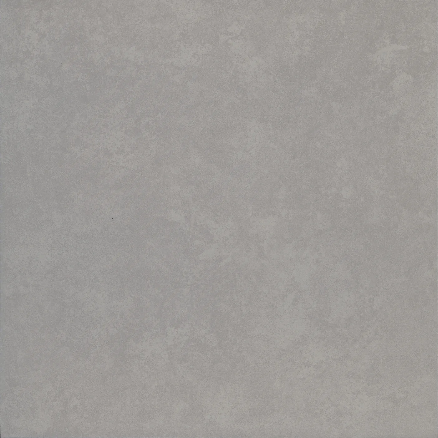Mittelgraue Quadrat-Fliese 60x60 cm in matter Zementoptik mit fein gesprenkelter Fläche und helleren Wolken.