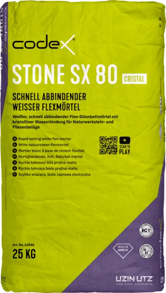 Codex Stone SX 80 Cristal Schnell abbindender weisser Flexmörtel - 25 KG