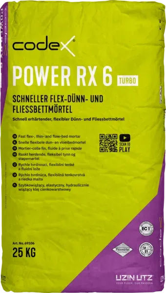 Codex Power RX 6 Turbo Schneller Flex-, Dünn- und Fließbettmörtel - 25 KG